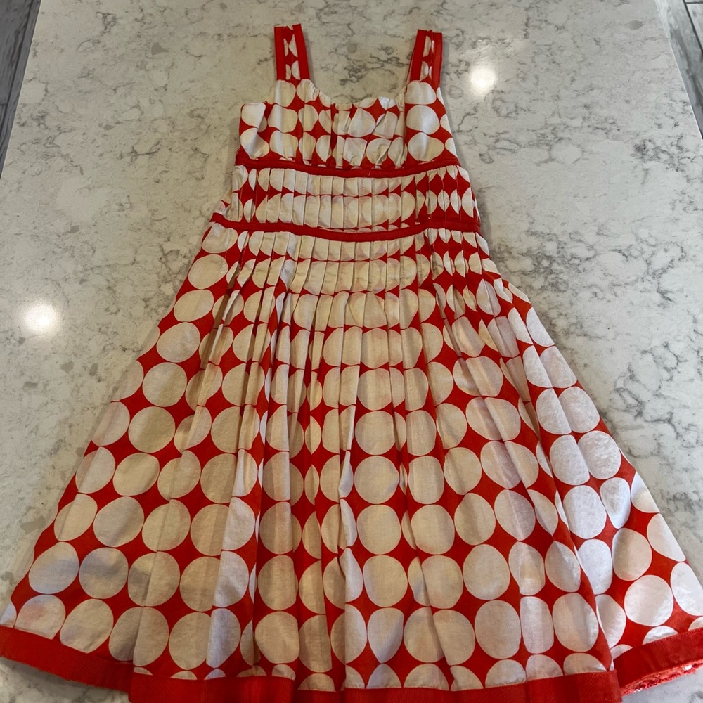 Orange and White Polka Dot Kids Dress